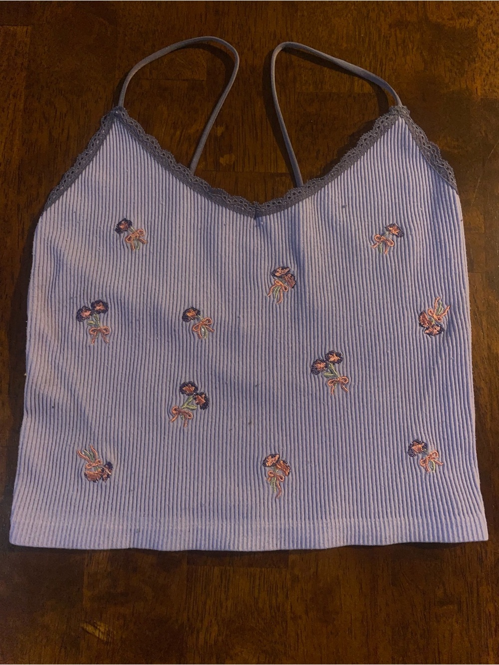 Blue floral tank top camisole